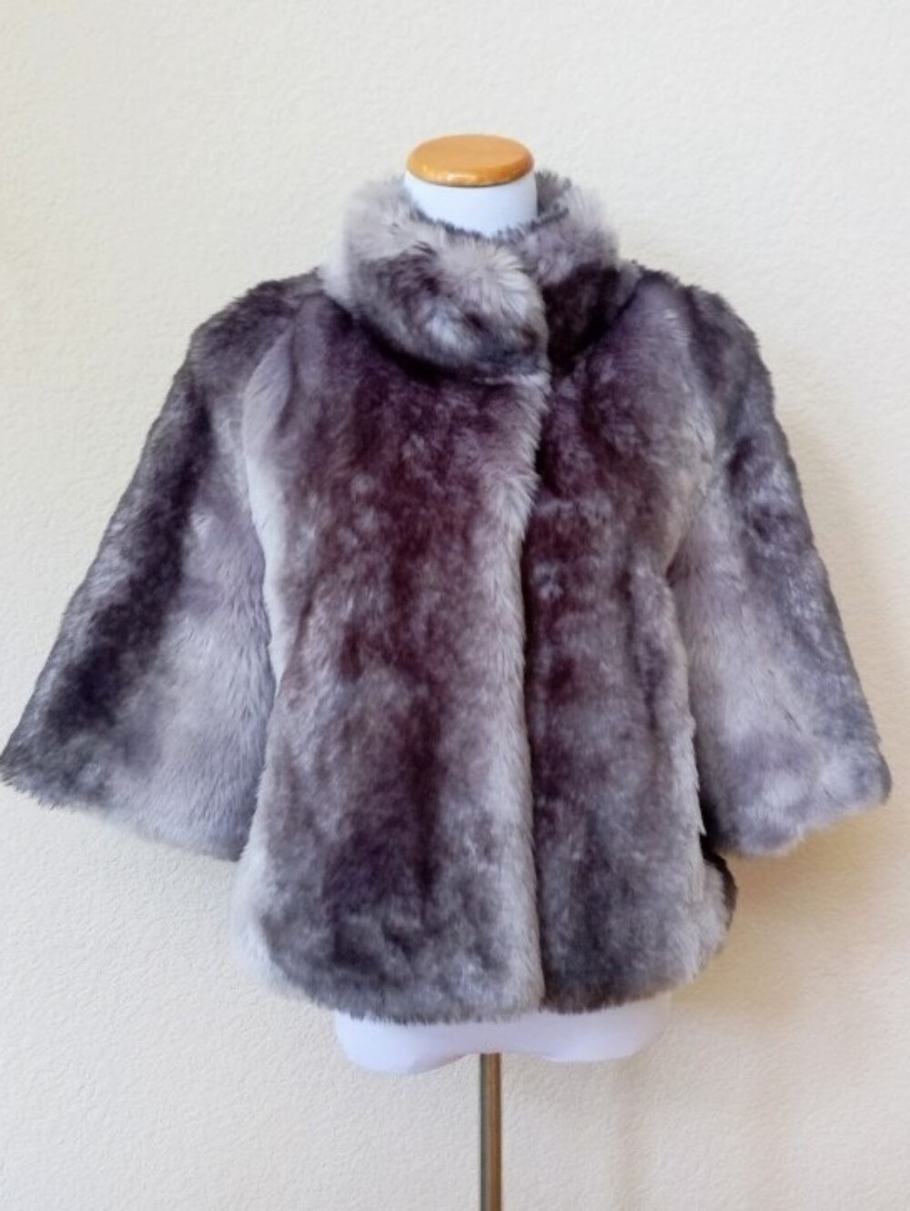 Calvin Klein soft plush faux fur gray and black coat